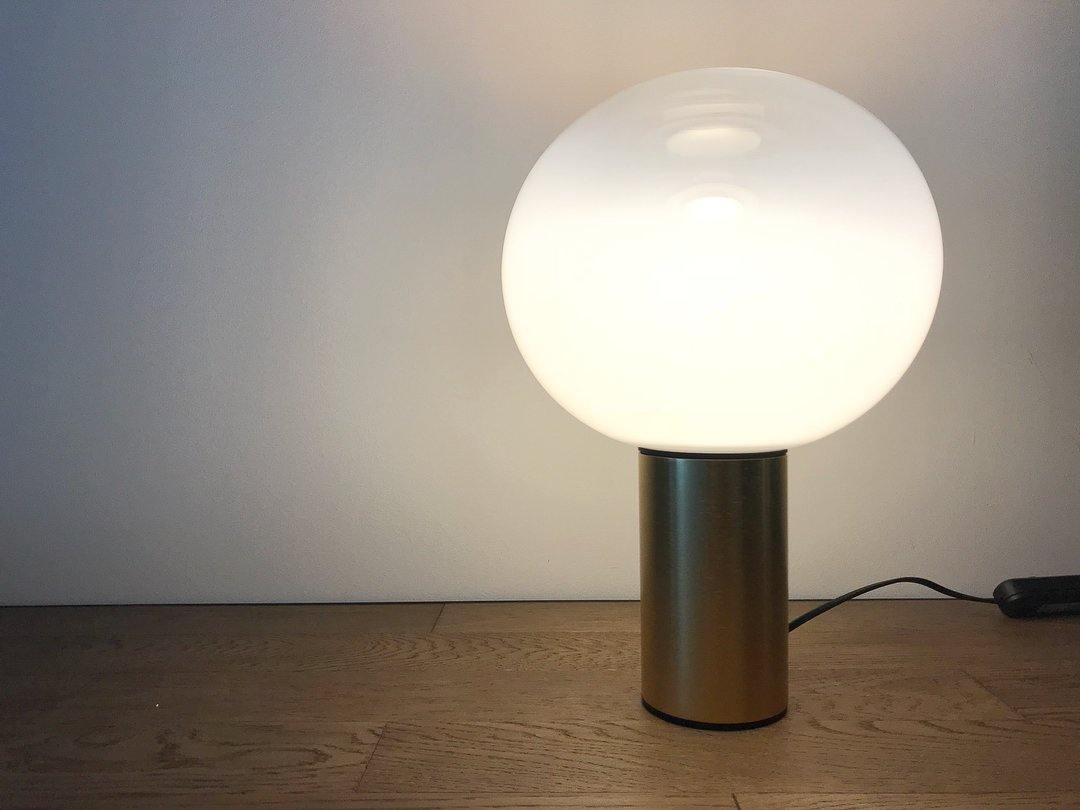 Modern Laguna Spherical Hand Blown Glass Table Lamp with Gold Aluminum Base