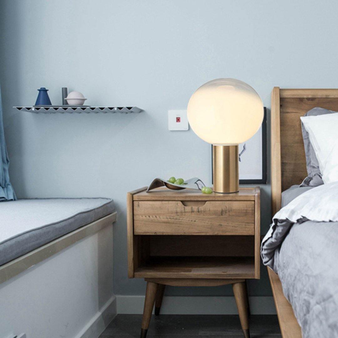 Modern Laguna Spherical Hand Blown Glass Table Lamp with Gold Aluminum Base