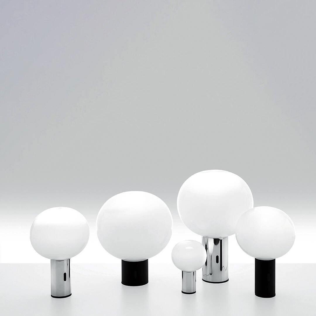 Modern Laguna Spherical Hand Blown Glass Table Lamp with Gold Aluminum Base