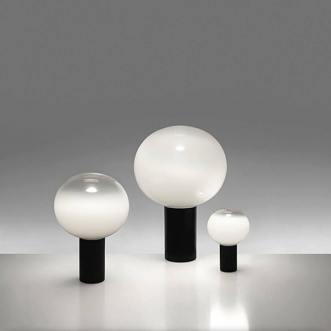 Modern Laguna Spherical Hand Blown Glass Table Lamp with Gold Aluminum Base