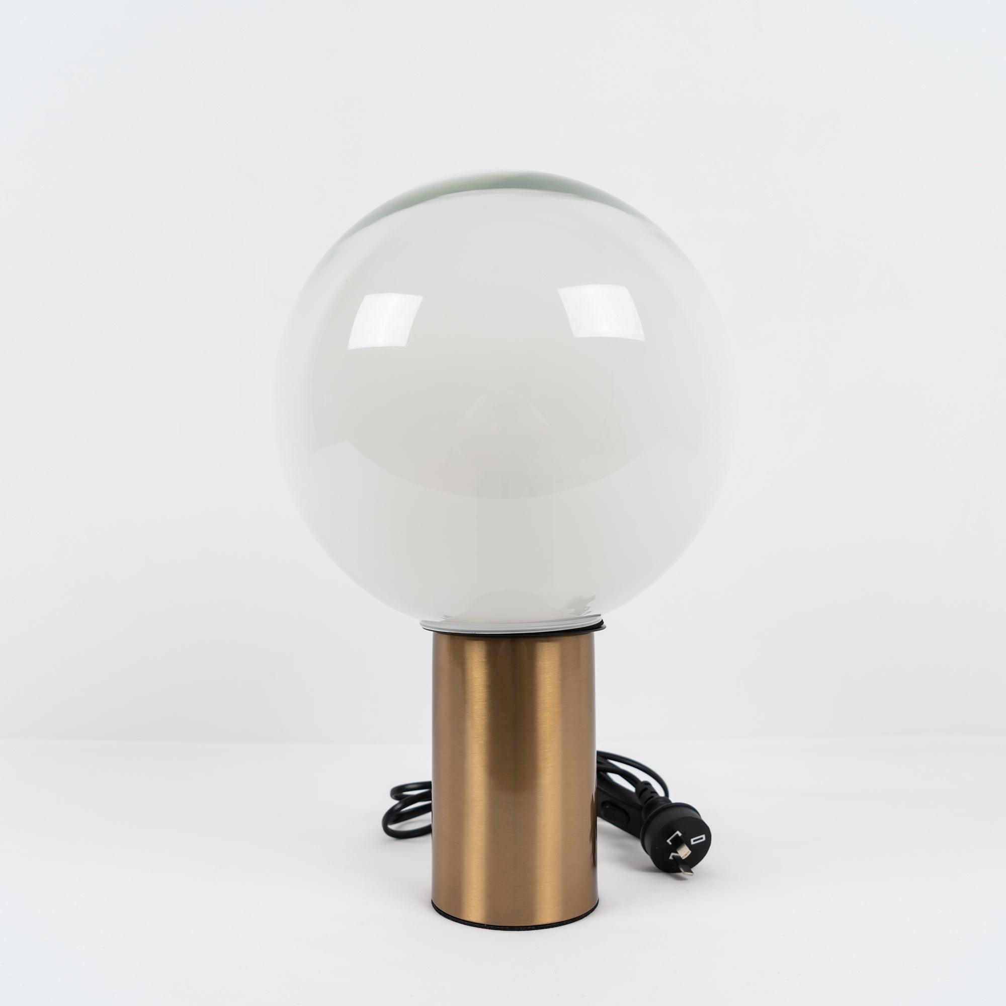 Modern Laguna Spherical Hand Blown Glass Table Lamp with Gold Aluminum Base