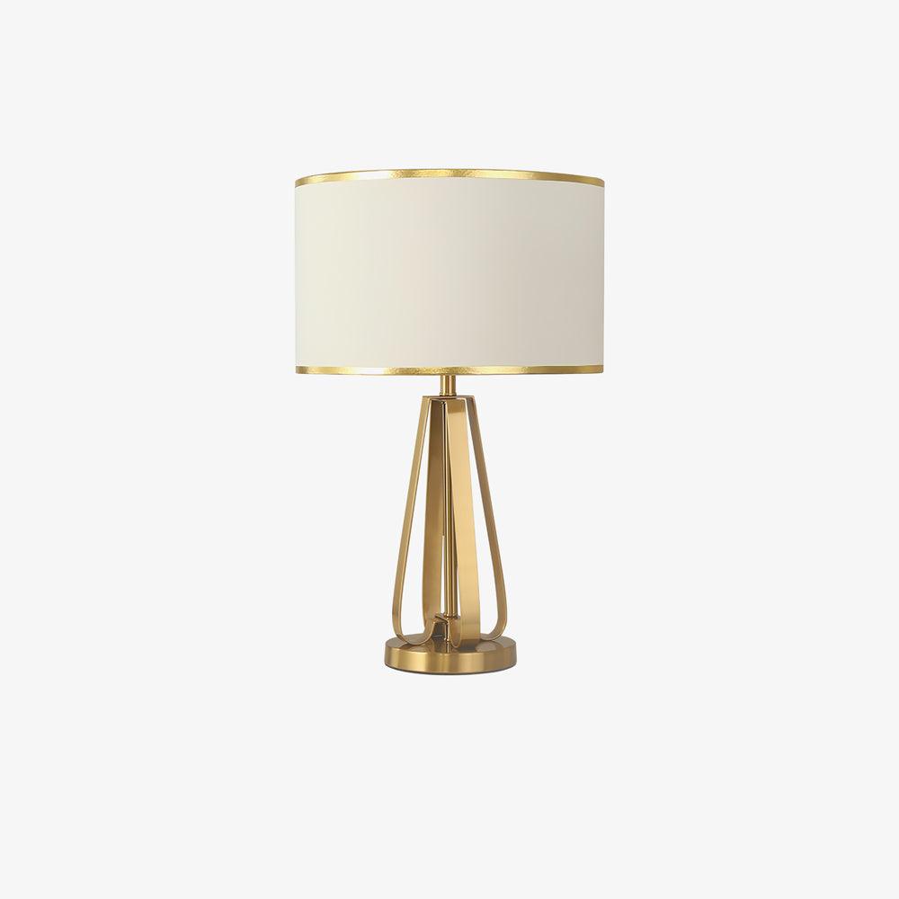 Laila Antique Gold Table Lamp with Ivory Fabric Shade and Curved Metal Base
