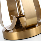 Laila Antique Gold Table Lamp with Ivory Fabric Shade and Curved Metal Base
