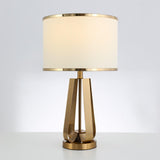 Laila Antique Gold Table Lamp with Ivory Fabric Shade and Curved Metal Base