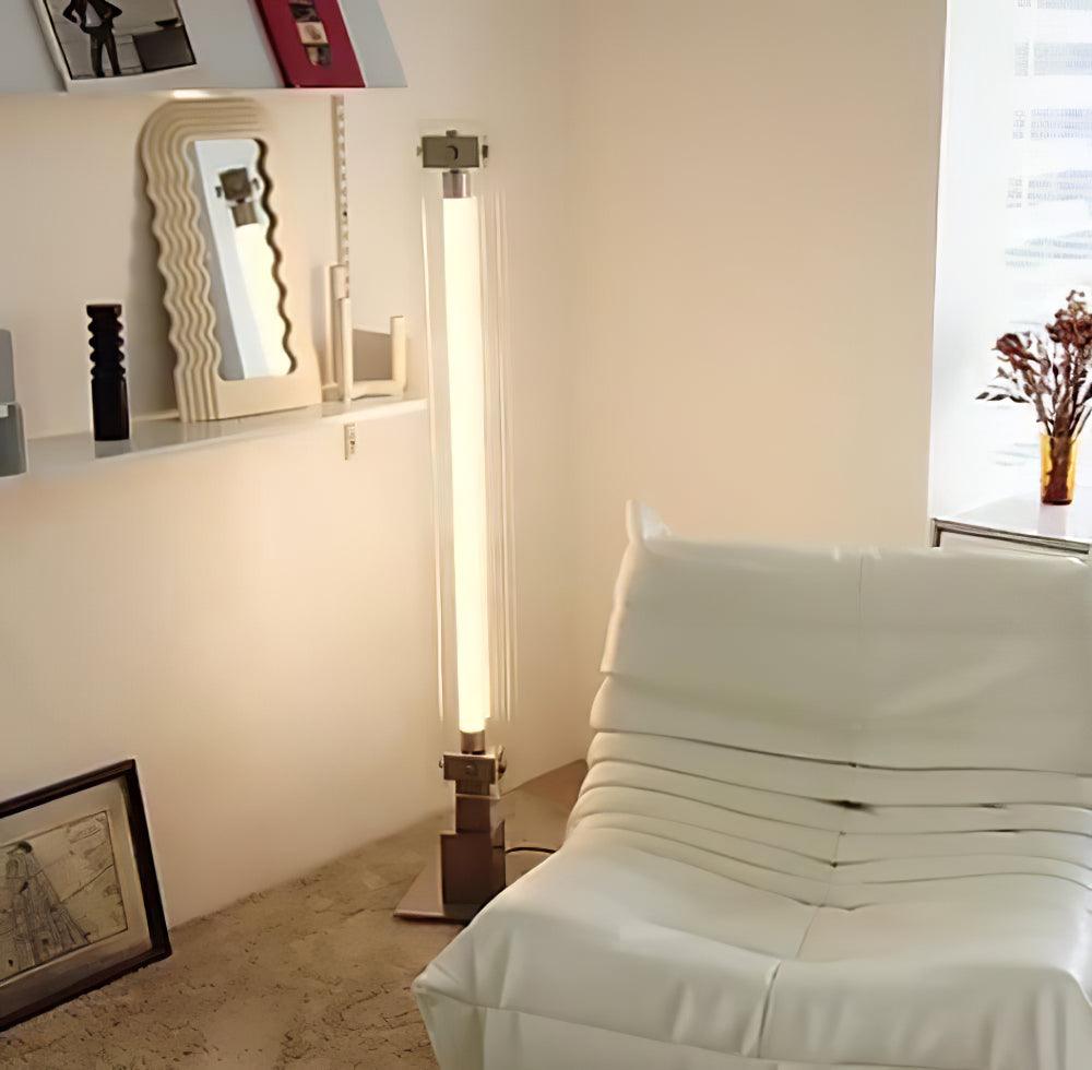 Modern Stainless Steel and Acrylic LED Ambient Floor Lamp with Glass Shade