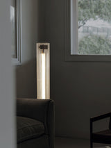 Modern Stainless Steel and Acrylic LED Ambient Floor Lamp with Glass Shade