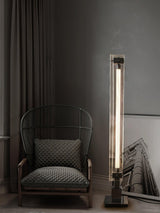 Modern Stainless Steel and Acrylic LED Ambient Floor Lamp with Glass Shade