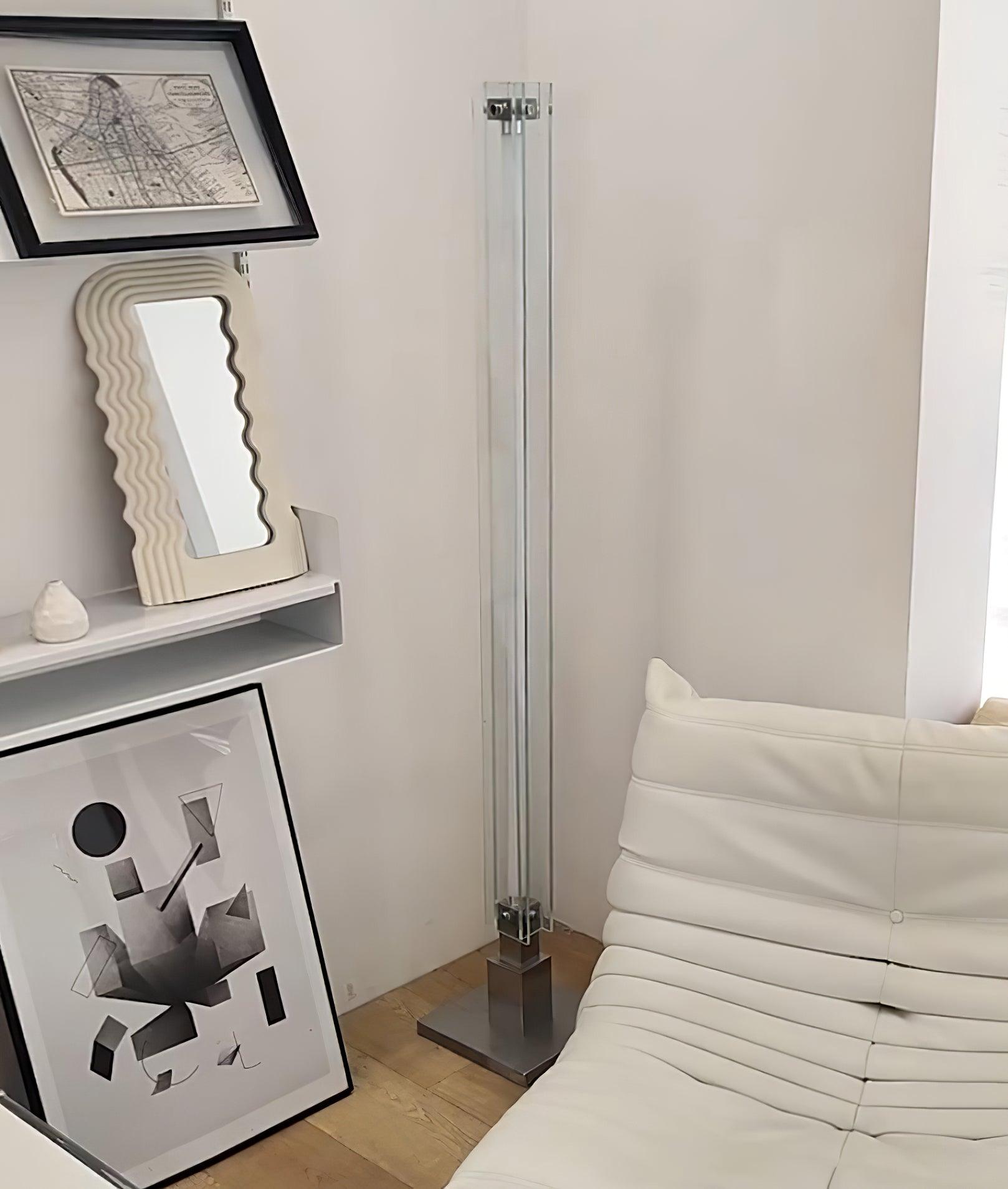 Modern Stainless Steel and Acrylic LED Ambient Floor Lamp with Glass Shade
