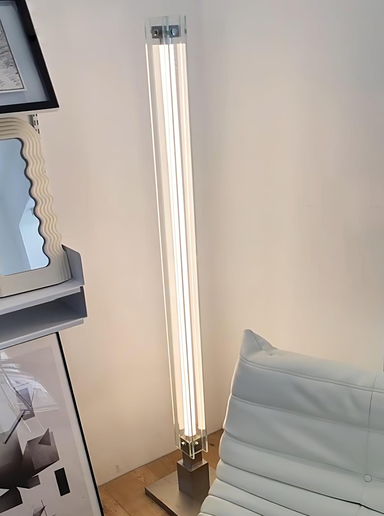 Modern Stainless Steel and Acrylic LED Ambient Floor Lamp with Glass Shade