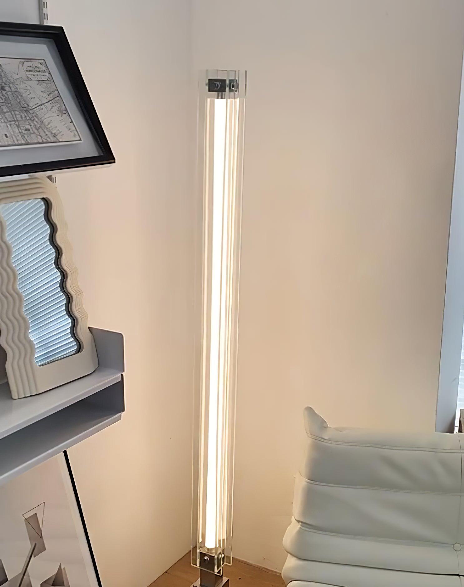 Modern Stainless Steel and Acrylic LED Ambient Floor Lamp with Glass Shade