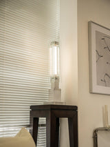 Modern LED Glass Table Lamp with Stainless Steel Base and Contemporary Minimalist Design