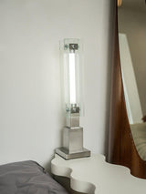 Modern LED Glass Table Lamp with Stainless Steel Base and Contemporary Minimalist Design