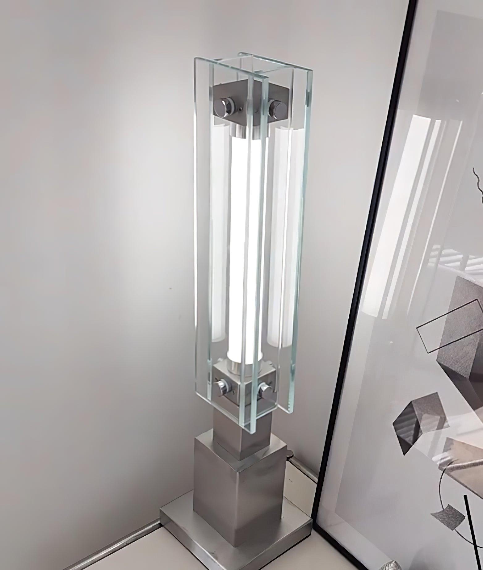 Modern LED Glass Table Lamp with Stainless Steel Base and Contemporary Minimalist Design
