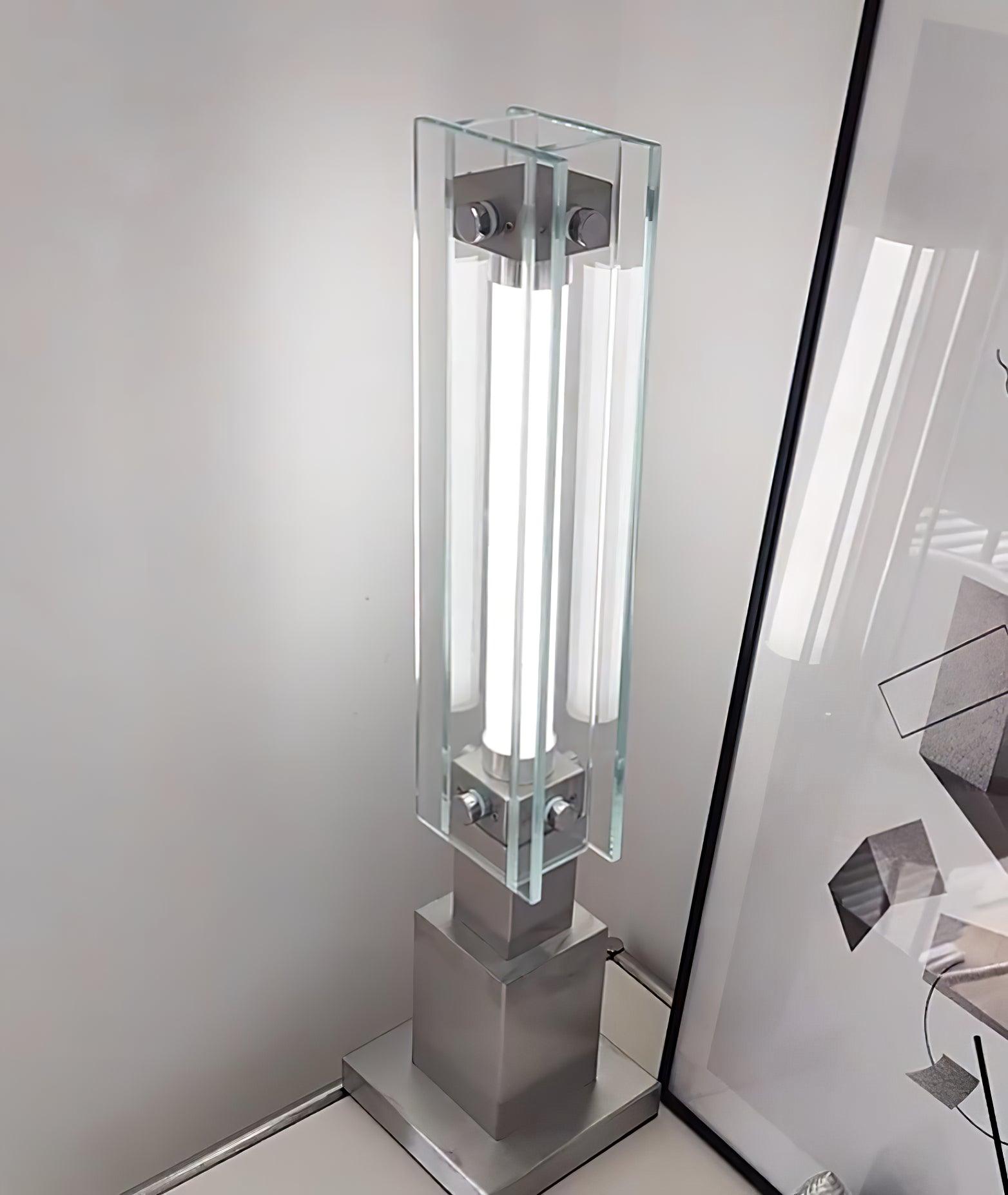 Modern LED Glass Table Lamp with Stainless Steel Base and Contemporary Minimalist Design