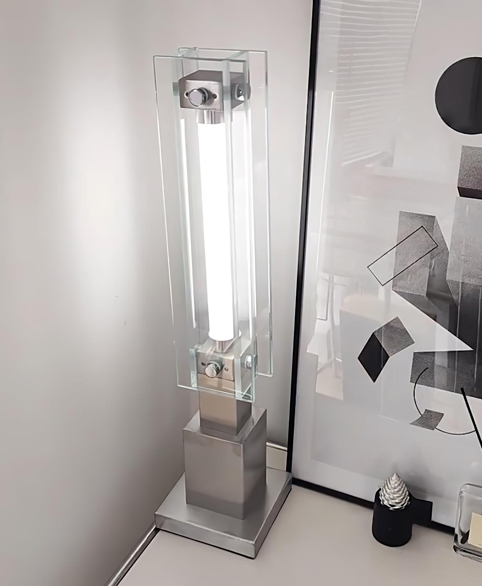 Modern LED Glass Table Lamp with Stainless Steel Base and Contemporary Minimalist Design