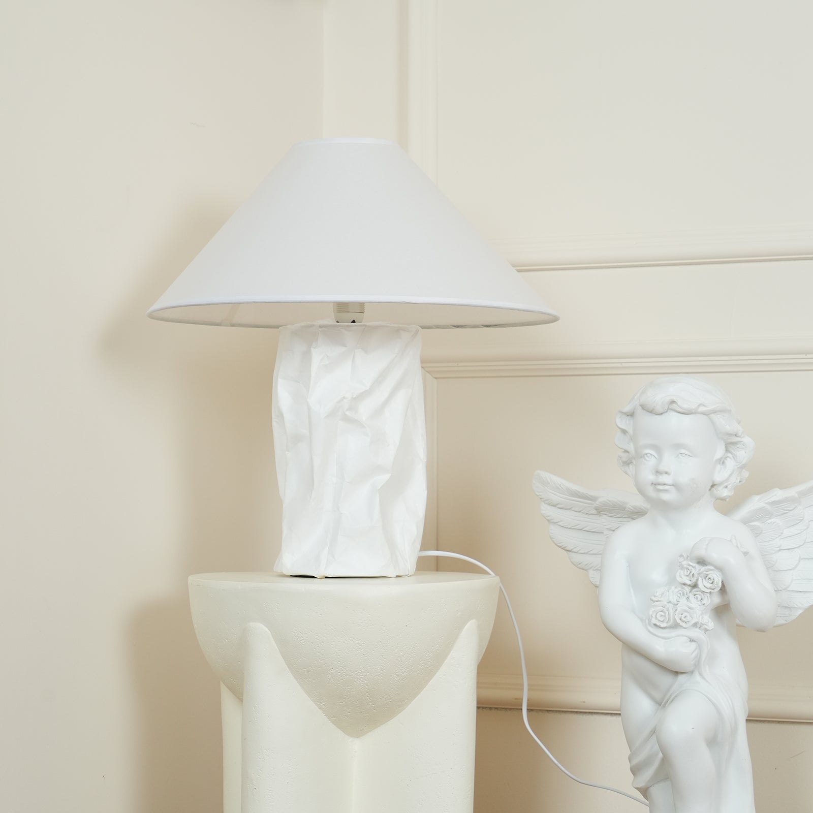 Modern Sculptural Dupont Paper Table Lamp for Contemporary Bedroom Lighting