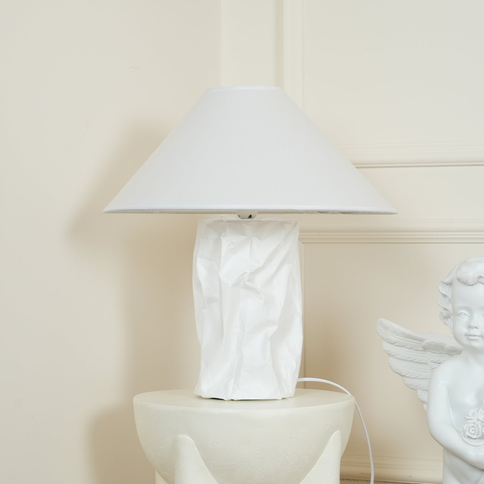 Modern Sculptural Dupont Paper Table Lamp for Contemporary Bedroom Lighting
