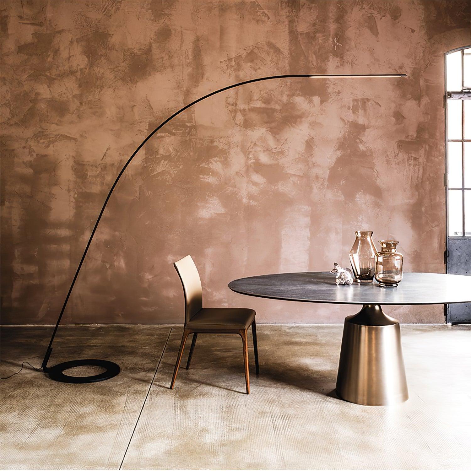 Lampo Minimalist Arc Floor Lamp Modern Steel Wire LED Torchiere Standing Light