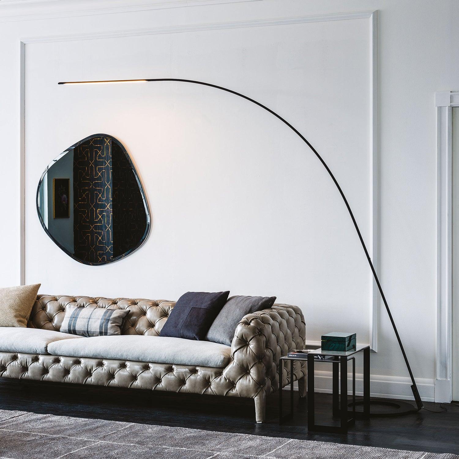 Lampo Minimalist Arc Floor Lamp Modern Steel Wire LED Torchiere Standing Light