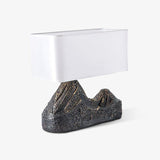 Artistic Landscape Side Table Lamp Resin Base with Fabric Shade Lighting