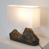 Artistic Landscape Side Table Lamp Resin Base with Fabric Shade Lighting