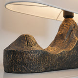 Artistic Landscape Side Table Lamp Resin Base with Fabric Shade Lighting