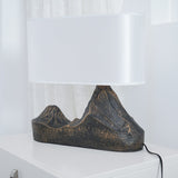 Artistic Landscape Side Table Lamp Resin Base with Fabric Shade Lighting