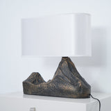 Artistic Landscape Side Table Lamp Resin Base with Fabric Shade Lighting