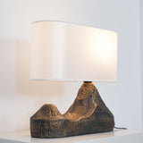 Artistic Landscape Side Table Lamp Resin Base with Fabric Shade Lighting