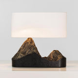 Artistic Landscape Side Table Lamp Resin Base with Fabric Shade Lighting