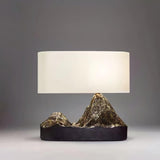 Artistic Landscape Side Table Lamp Resin Base with Fabric Shade Lighting
