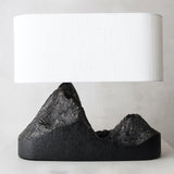 Artistic Landscape Side Table Lamp Resin Base with Fabric Shade Lighting