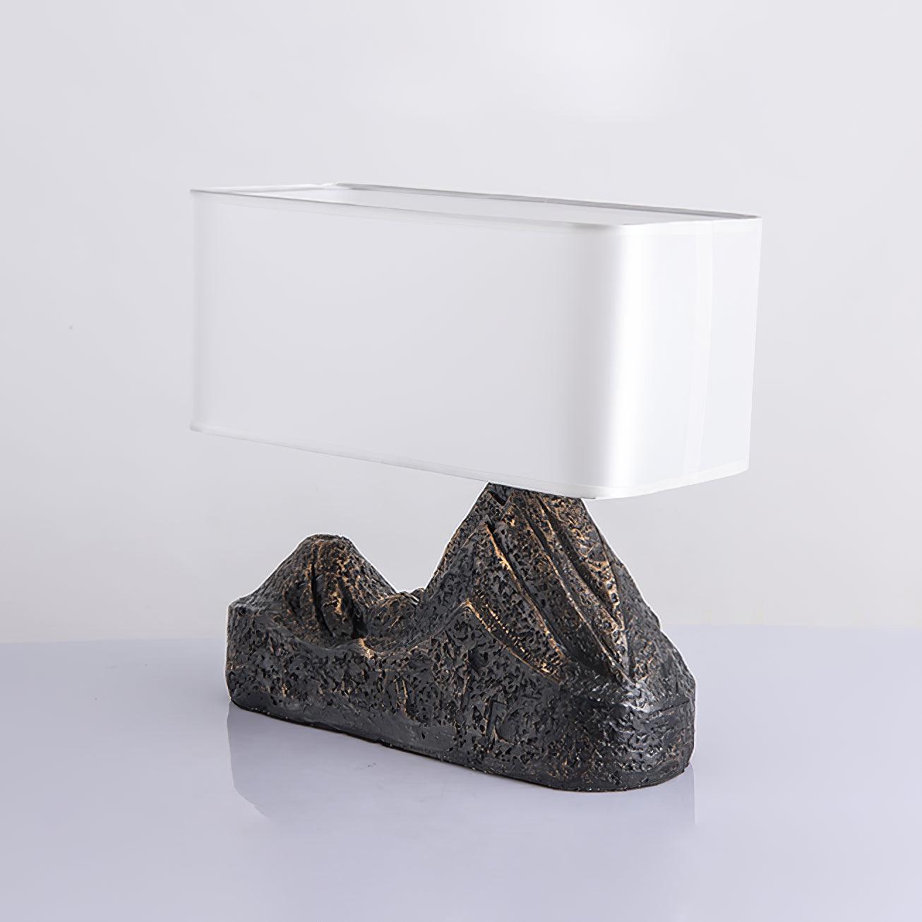 Artistic Landscape Side Table Lamp Resin Base with Fabric Shade Lighting