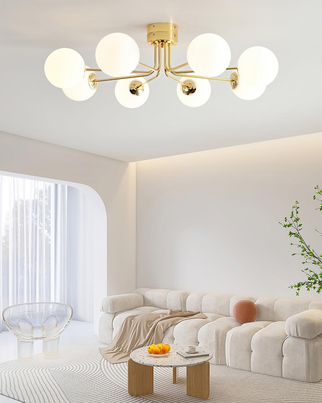 Modern Curved Silhouette Glass Globe Ceiling Lamp Lanta Style Chandelier in Gold or Chrome