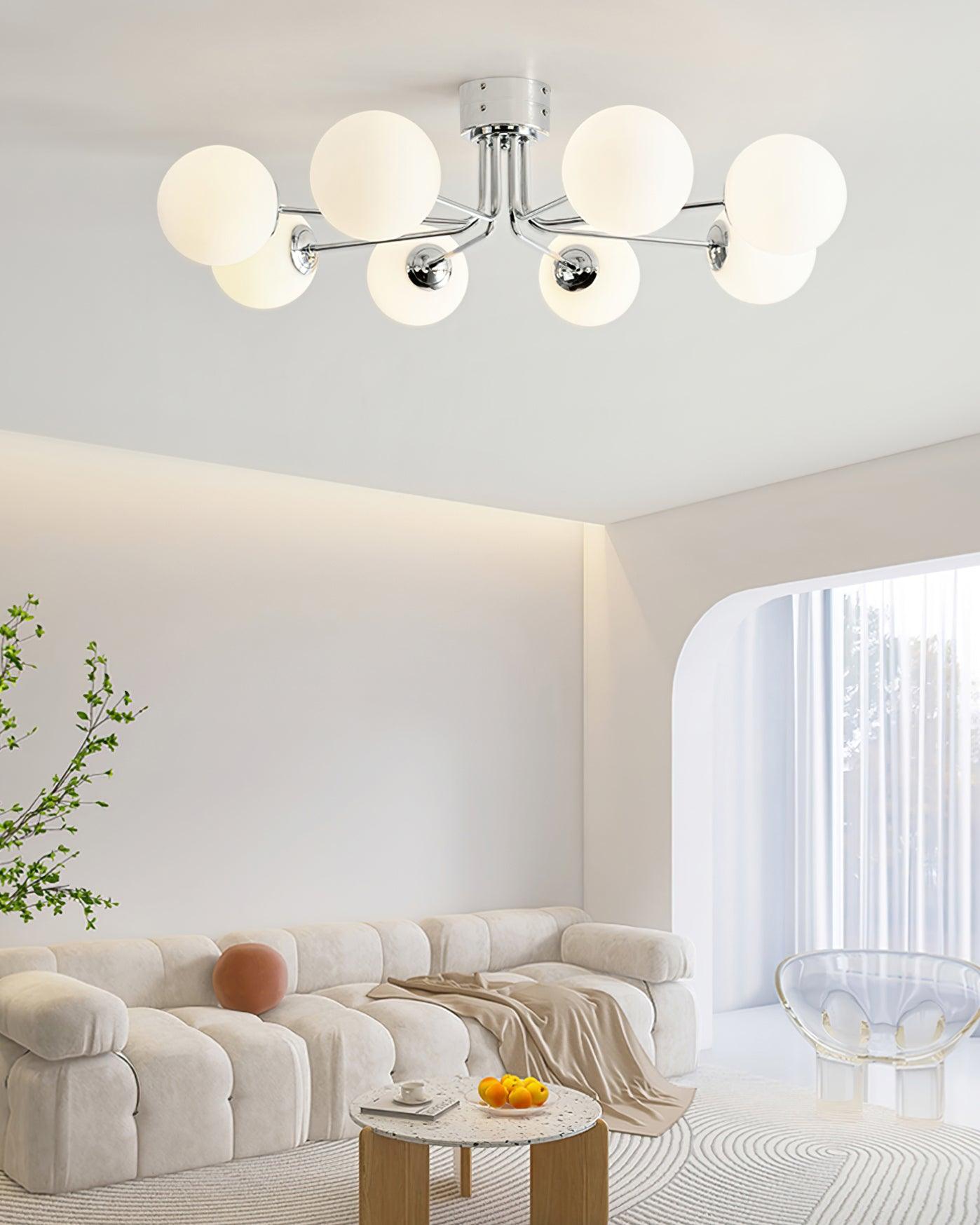 Modern Curved Silhouette Glass Globe Ceiling Lamp Lanta Style Chandelier in Gold or Chrome