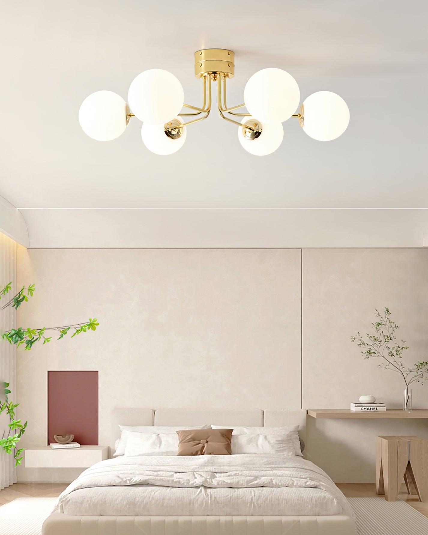 Modern Curved Silhouette Glass Globe Ceiling Lamp Lanta Style Chandelier in Gold or Chrome