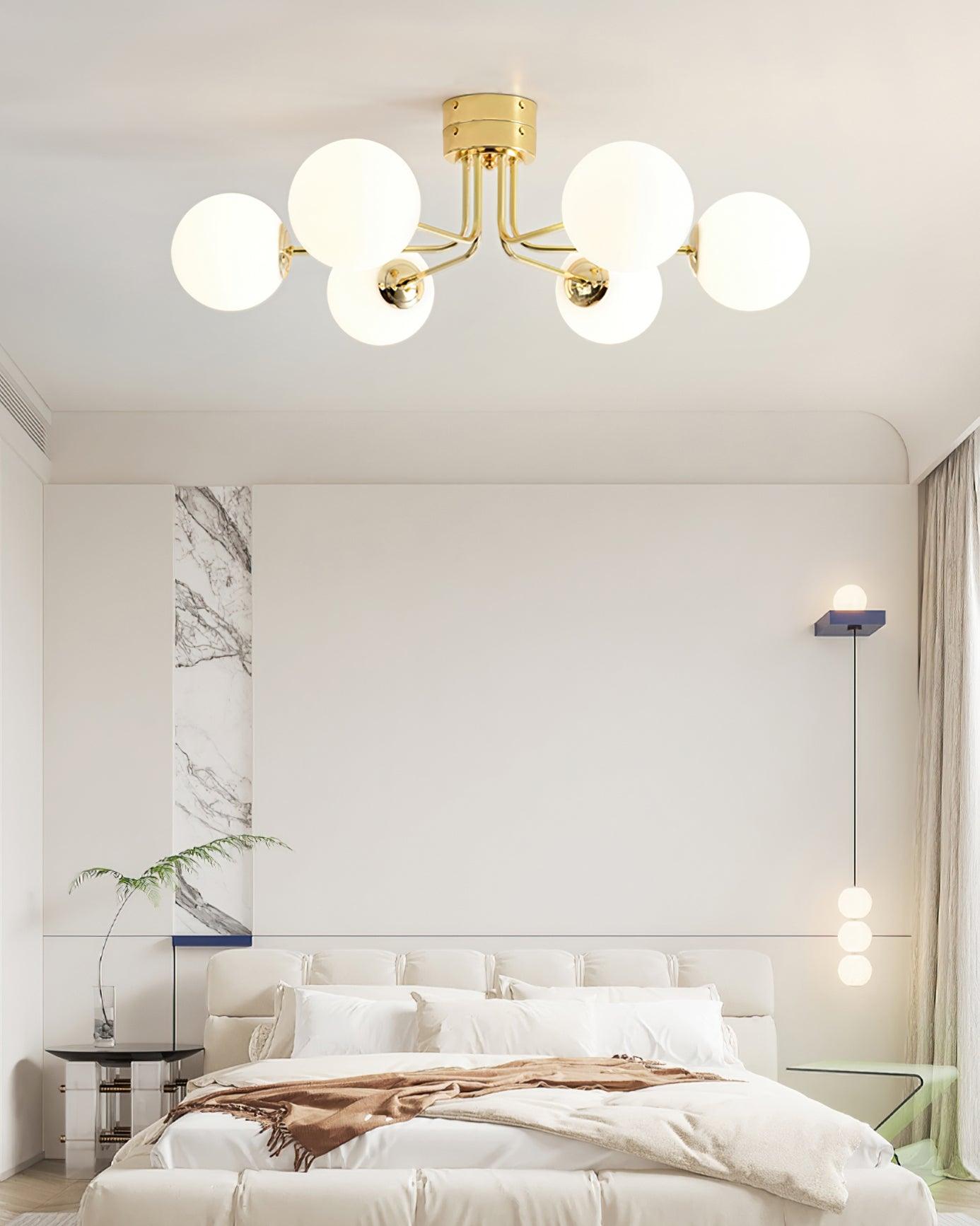 Modern Curved Silhouette Glass Globe Ceiling Lamp Lanta Style Chandelier in Gold or Chrome