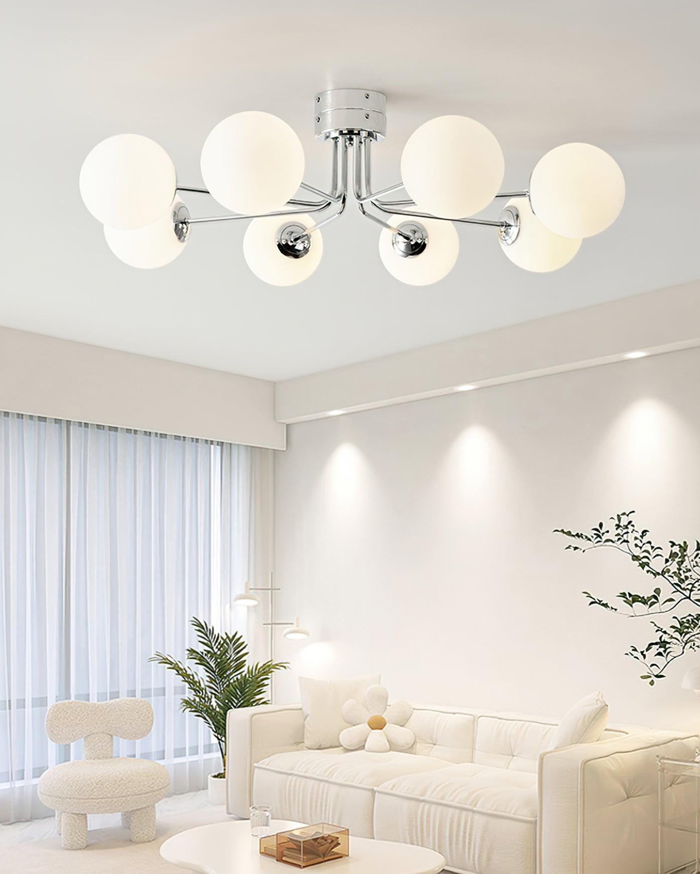 Modern Curved Silhouette Glass Globe Ceiling Lamp Lanta Style Chandelier in Gold or Chrome
