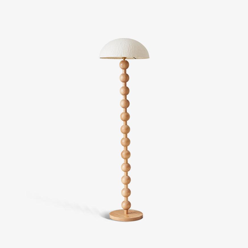 Japanese Rice Paper Standing Floor Lamp with Sculptural Cherry Wood Base and White Shade