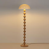 Japanese Rice Paper Standing Floor Lamp with Sculptural Cherry Wood Base and White Shade