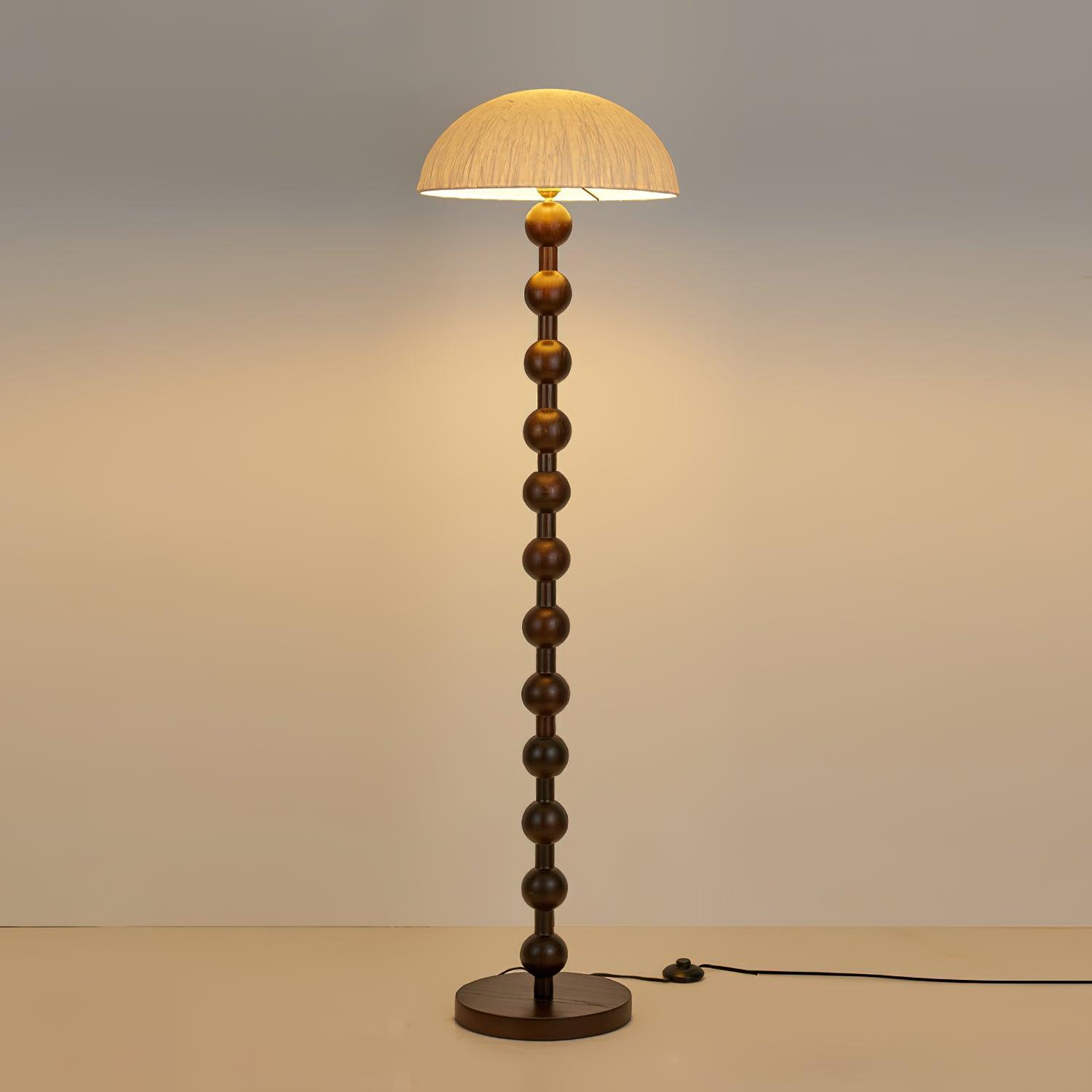 Japanese Rice Paper Standing Floor Lamp with Sculptural Cherry Wood Base and White Shade