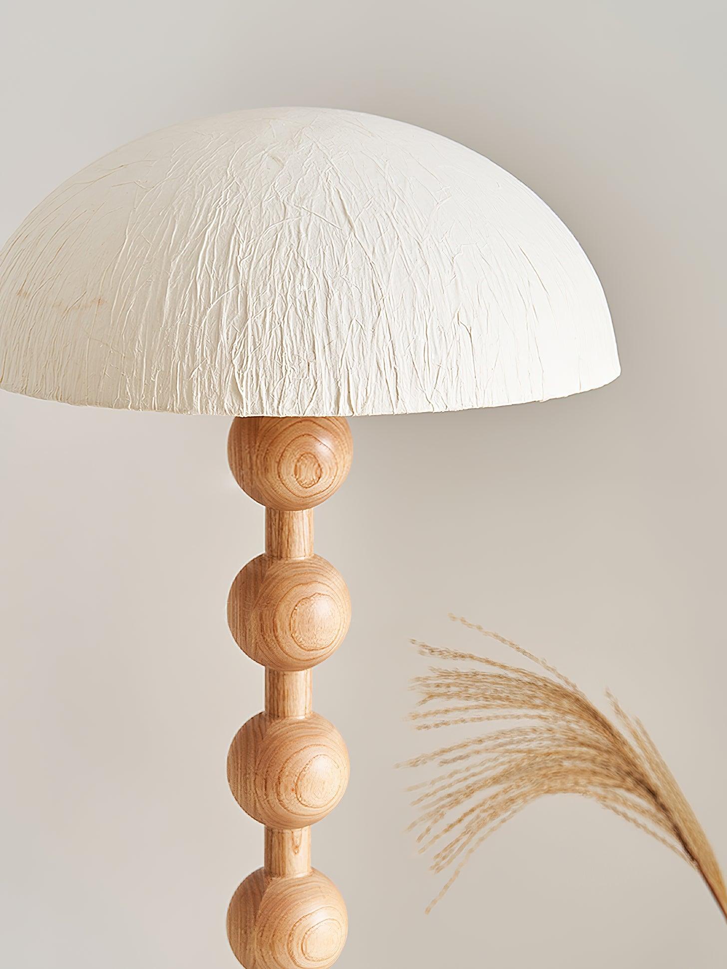 Japanese Rice Paper Standing Floor Lamp with Sculptural Cherry Wood Base and White Shade