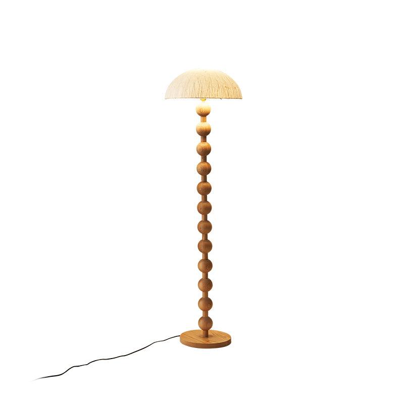 Japanese Rice Paper Standing Floor Lamp with Sculptural Cherry Wood Base and White Shade