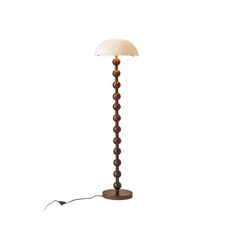 Japanese Rice Paper Standing Floor Lamp with Sculptural Cherry Wood Base and White Shade
