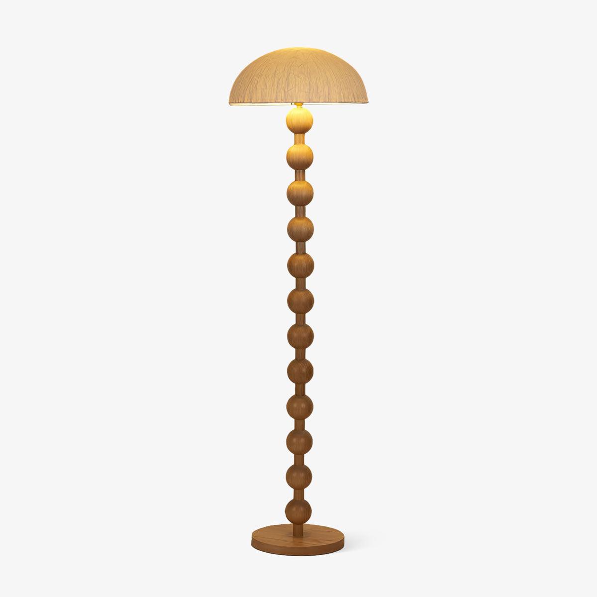 Japanese Rice Paper Standing Floor Lamp with Sculptural Cherry Wood Base and White Shade
