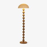 Japanese Rice Paper Standing Floor Lamp with Sculptural Cherry Wood Base and White Shade