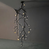 Modern Large Floral Branch Chandelier with Handmade Ceramic Flowers and Black Brass Finish