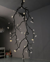 Modern Large Floral Branch Chandelier with Handmade Ceramic Flowers and Black Brass Finish