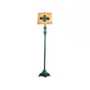 Vintage Distressed Resin Floor Lamp with Taupe Fabric Bell Shade for Living Room