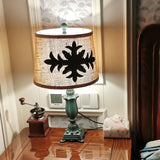 Lark Vintage Green Resin Table Lamp with Linen Fabric Bell Shade for Bedside Lighting